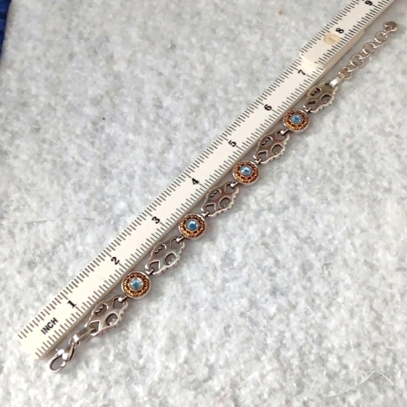 Brighton Gossamer Blue Crystal Gold Silver Plate Bracelet - Picture 6 of 6